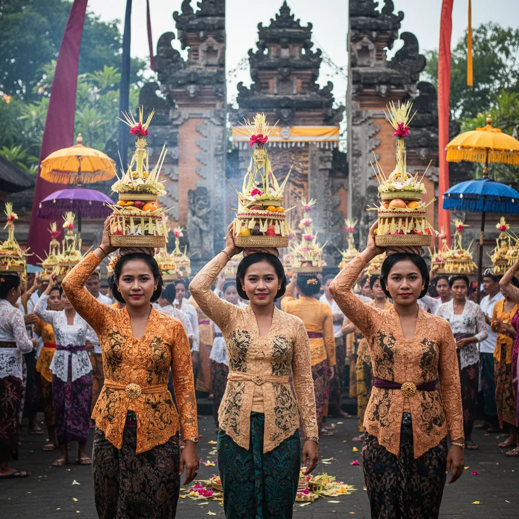 Balinese culture ceremony offerings