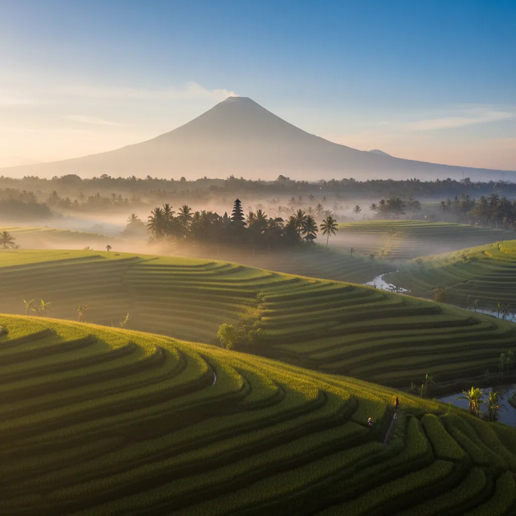 Indonesian rice terrace landscape safety