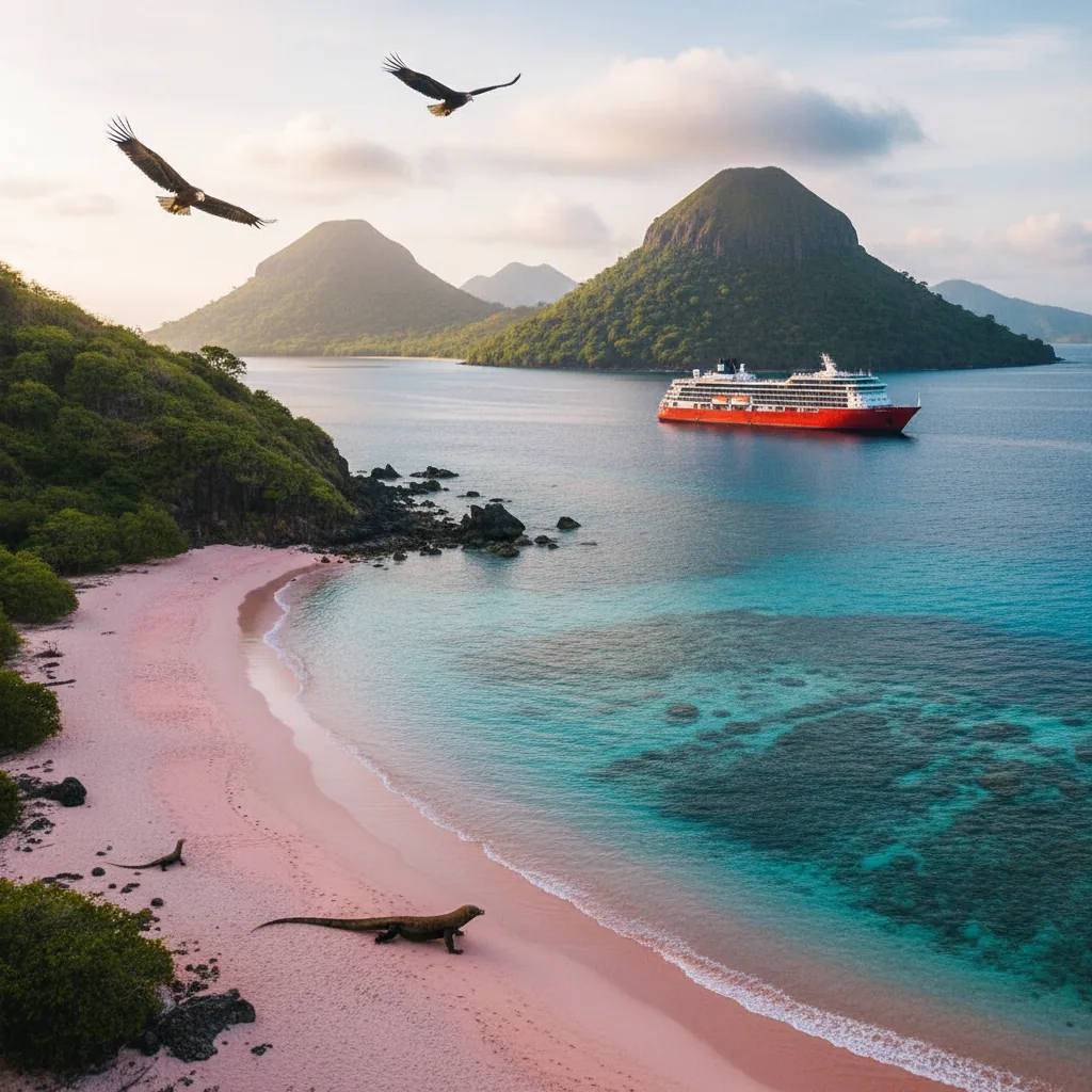 Komodo Island pink beach landscape