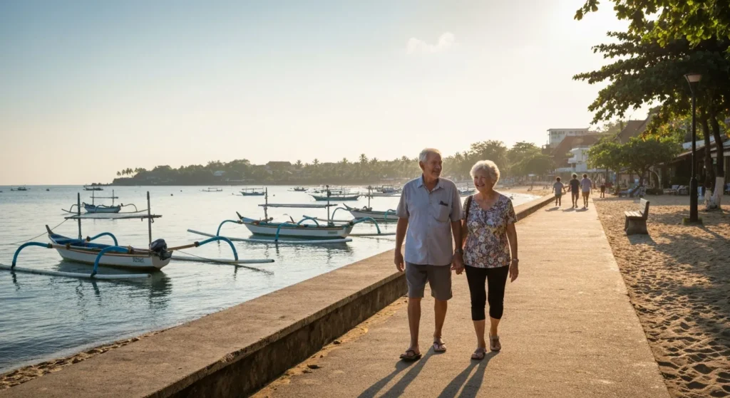 Sanur beachfront promenade sunrise Bali