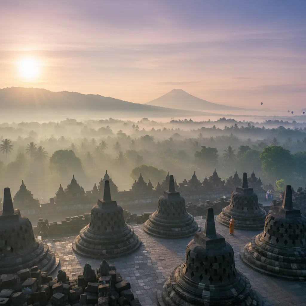Yogyakarta Borobudur temple sunrise
